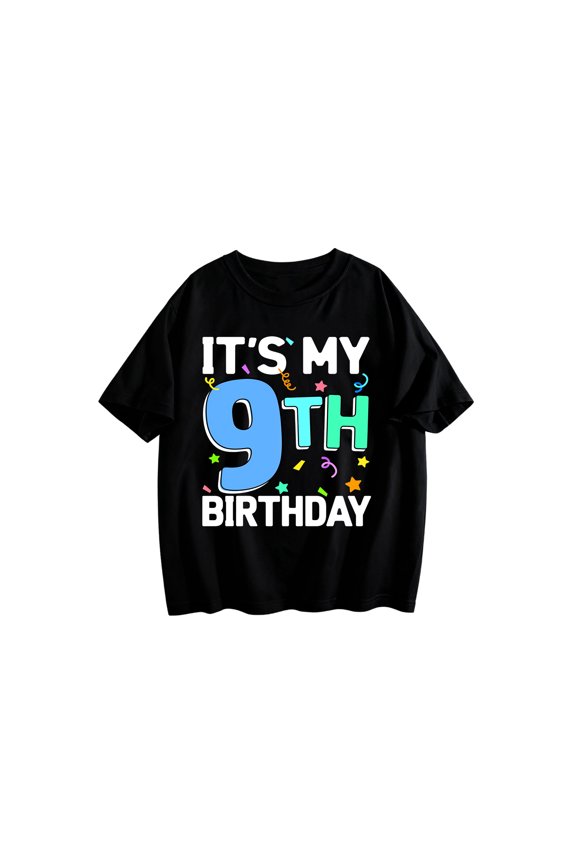 It's My 9th Birthday 9 Nine Happy Birthday Girls T-Shirt Black XS