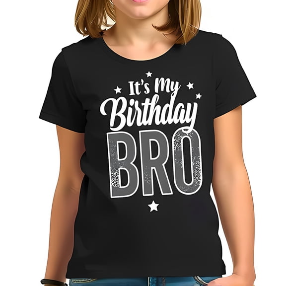 It's My Birthday BRO Cotton Short Sleeve T-Shirt Fun Typography with Stars - Perfect Birthday Celebration Attire
