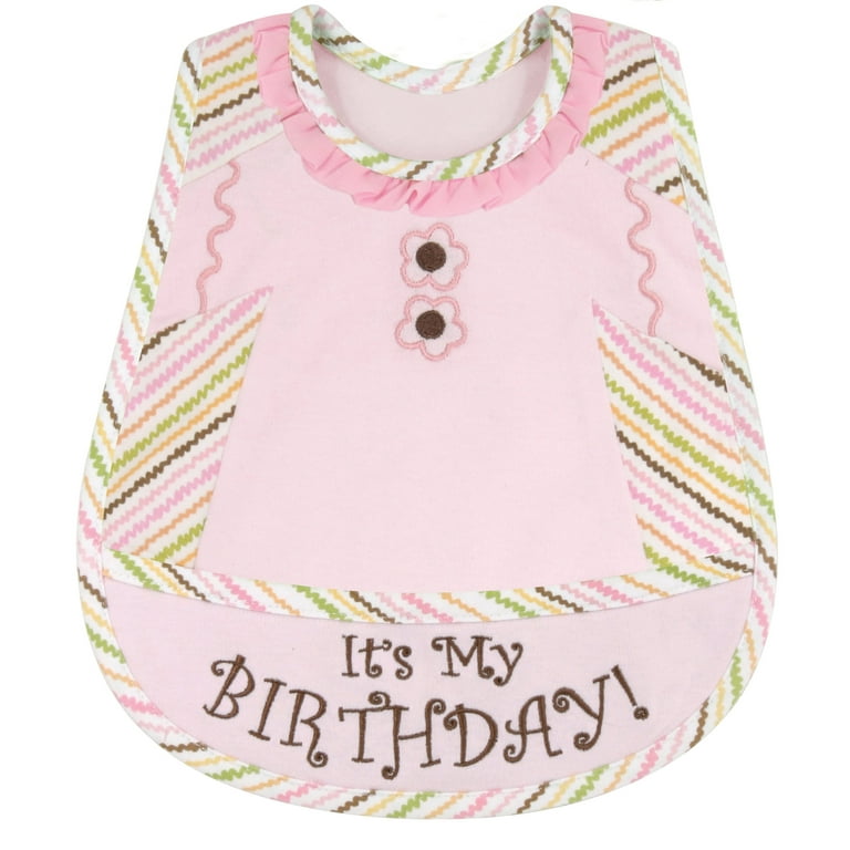 Stephan Baby Girl's 'It's My Birthday' Embroidered Bib, Pink