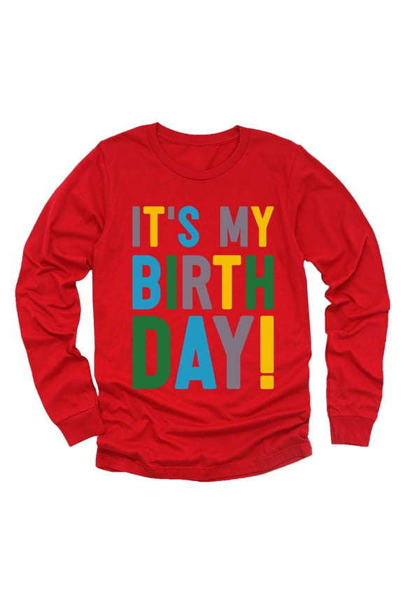 It's My Birthday Boy Girl Party Outfit Toddler Long sleeve Birthday T-Shirt 4T Red