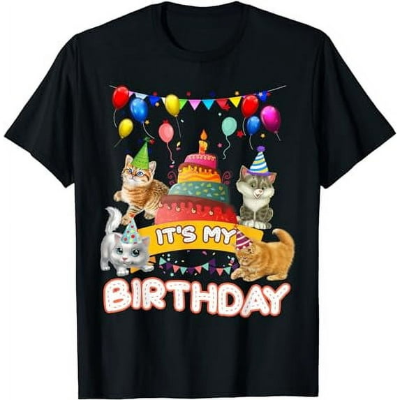 It's My Birthday Cat and Kitten Party Day Girl's and Boy's T-Shirt