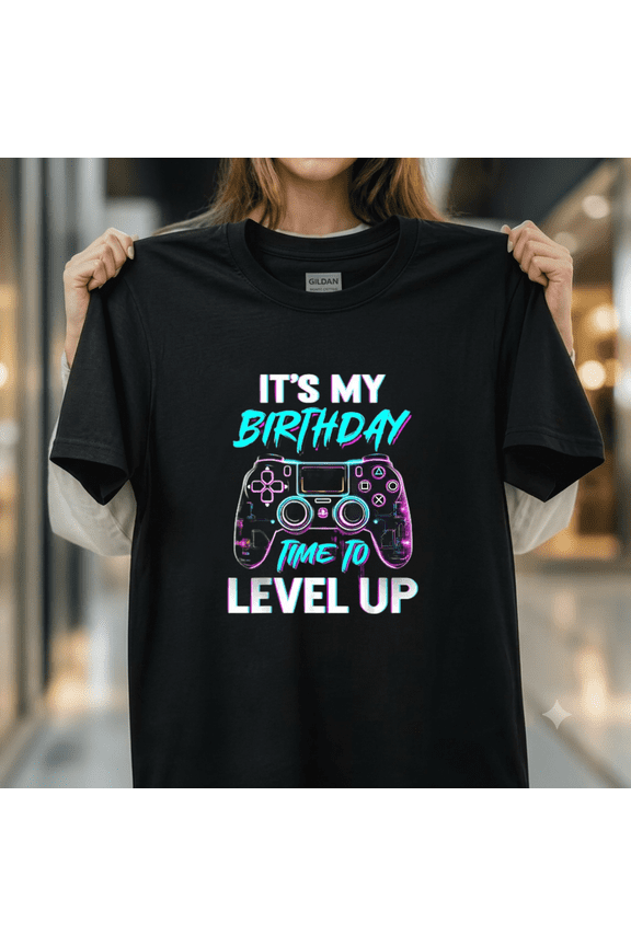 It's My Birthday Time To Level Up Video Gamer Kids Boys Bday Unisex T-Shirt, up to size 5XL