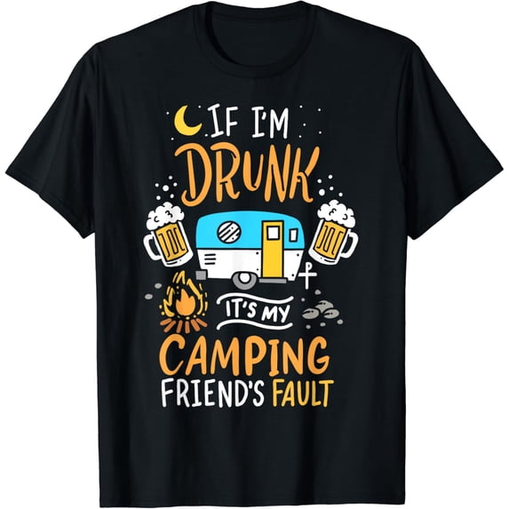 It's My Camping Friend's Fault Camping T-Shirt Black 3X-Large
