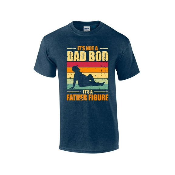 It's Not A Dad Bod It's A Father Figure Funny Men's Short Sleeve Fathers Day T-shirt Graphic Tee-Heather Navy-xl