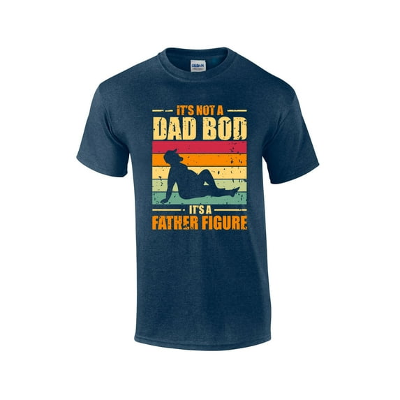 It's Not A Dad Bod It's A Father Figure Funny Men's Short Sleeve Fathers Day T-shirt Graphic Tee-Heather Navy-xl
