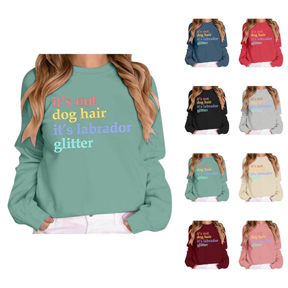 It's Not Dog Hair It's Labrador Glitter Sweatshirt for Women Long Sleeve Crewneck Dog Mom Pullover Top