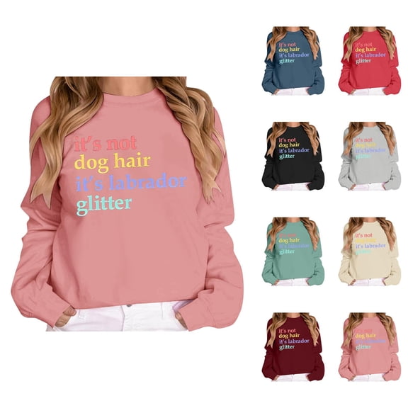It's Not Dog Hair It's Labrador Glitter Sweatshirt for Women Long Sleeve Crewneck Dog Mom Pullover Top