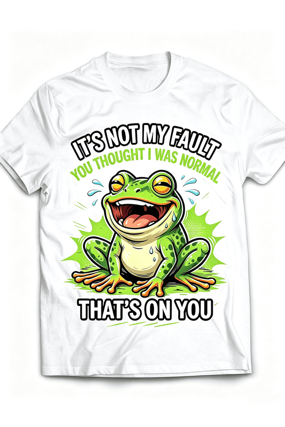 It's Not My Fault You Thought I Was Normal Funny Frog Meme T-Shirt, Humorous Sarcastic Statement Graphic Casual Everyday Tee