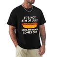 thumbnail image 1 of It's Not The 4th of July Until My Wiener Comes Out Groovy Men's Cotton Short Sleeve HD Print Tee for Casual T-Shirt Crew Neck Top Black S, 1 of 7