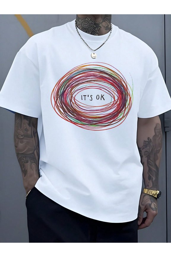 It's OK Graphic Design Digital Printed T Shirt Streetwear Style Men's 220g T Shirt 1pcs Inspirational Quote 100% Cotton Casual Tee