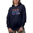 thumbnail image 1 of It's OK Not to Be OK Quote & Retro Wavy Text Art Merch Gift, Navy Blue Hooded Sweatshirt or Hoodie, 2XL, 1 of 5