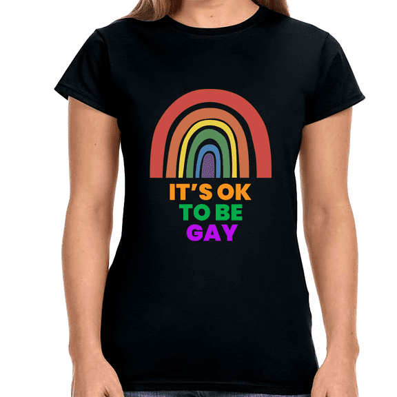It's OK to Be Gay Equality Human Rights LGBT Pride Flag Gay Womens T Shirts