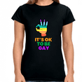 thumbnail image 1 of It's OK to Be Gay LGBT Queer Pride Day Rainbow Lesbian Gay Womens T Shirts, 1 of 8