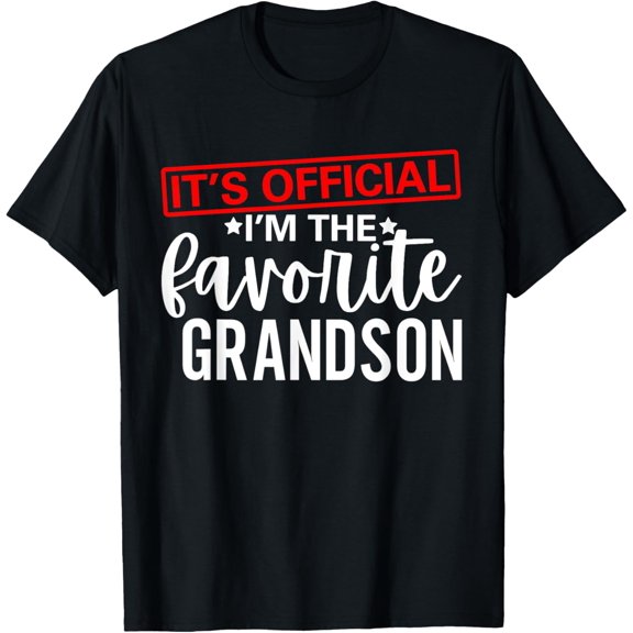 It's Official I'm The Favorite Grandson Kids Gifts Grandpa T-ShirtMen and women, Black T-shirt, size: Extra large