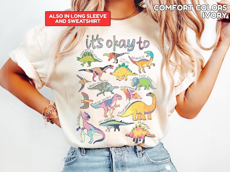 It’s Ok To Be Different Autism Dinosaur Shirt, Autism Awareness Shirt, Autism Mom Shirt, Special Education Teacher Tee, Neurodiversity Shirt