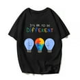 thumbnail image 1 of It's Ok To Be Different Light Puzzles Autism Awareness T-Shirt Women Men Puzzles Graphics Casual Short Sleeve Shirts Summer Tops Gift Tee Black X-Large, 1 of 3