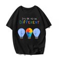 thumbnail image 1 of It's Ok To Be Different Light Puzzles Autism Awareness T-Shirt Women Men Puzzles Graphics Casual Short Sleeve Shirts Summer Tops Gift Tee Black XX-Large, 1 of 3