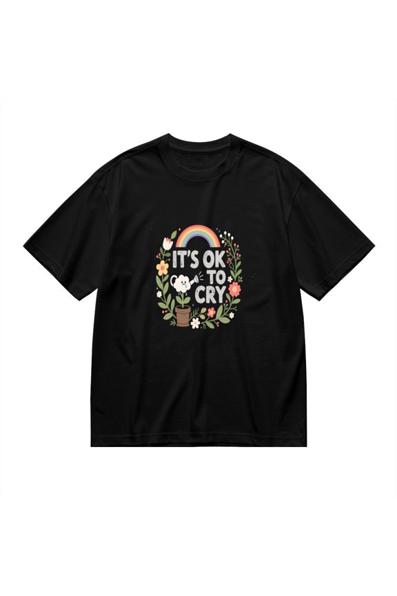 It's Ok To Cry, Flower Rainbow Crying Plant Print 1, Vintage T Shirt, Cotton T-Shirt for Men, 23483367,XXL