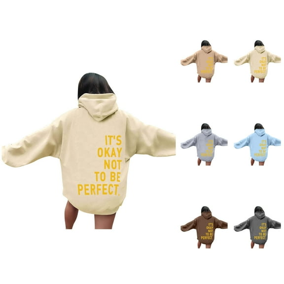 It's Okay Not To Be Perfect Mental Health Hoodies for Women Fall Winter Long Sleeve Graphic Hooded Sweatshirt Pullover Tops