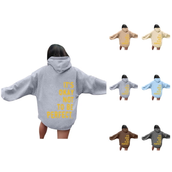 It's Okay Not To Be Perfect Mental Health Hoodies for Women Fall Winter Long Sleeve Graphic Hooded Sweatshirt Pullover Tops