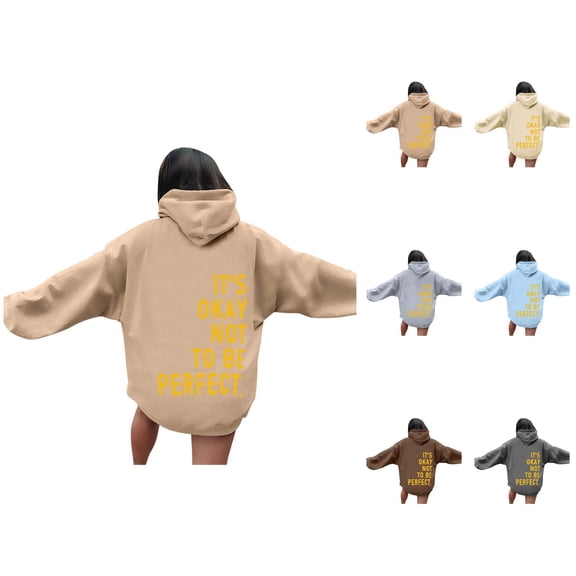It's Okay Not To Be Perfect Mental Health Hoodies for Women Fall Winter Long Sleeve Graphic Hooded Sweatshirt Pullover Tops