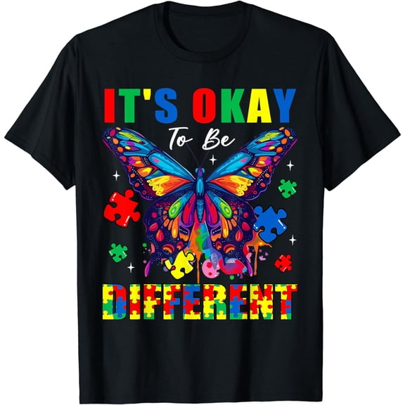 It's Okay To Be Different Puzzle Butterfly Autism Awareness T-Shirt