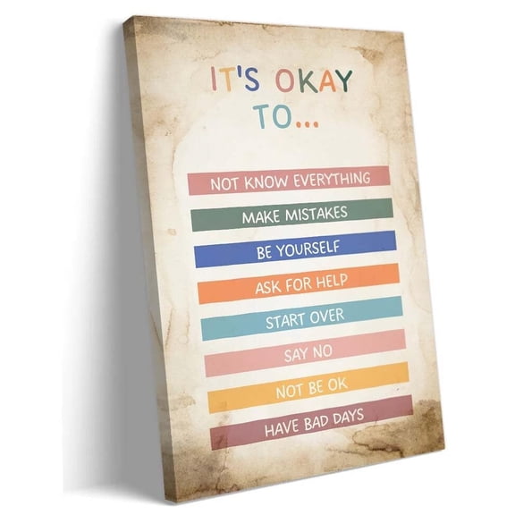 It's Okay To Therapy Wall Art Mental Health Poster Prints Feeling Coping Posters Printed Canvas poster