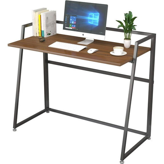 It's_Organized 41 inch Folding Computer Desk, Home Office Study Writing Desk, Saving Space PC Laptop Notebook Collapsible Table,No Assembly Required,Cherry