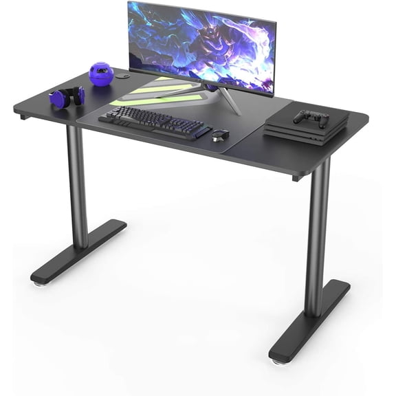 It's_Organized Computer Desk 47 inch PC Laptop Table Workstation Sturdy I Shaped Leg Modern Home Office Gaming Desk for Study and Gaming,Black