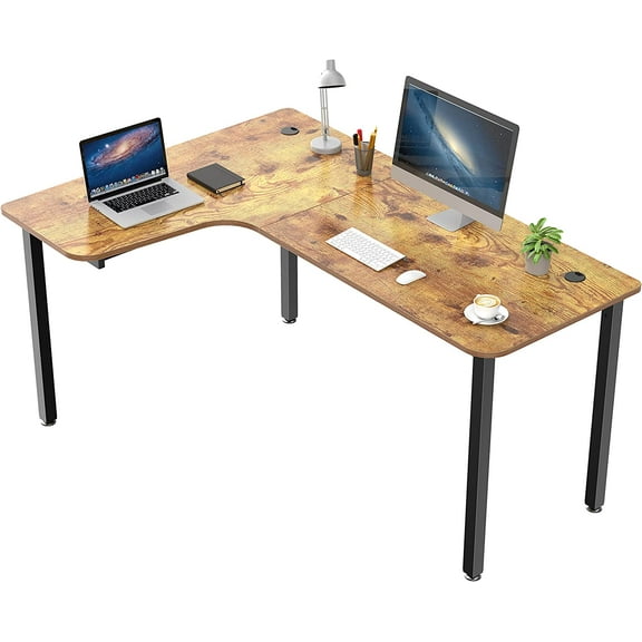 It's_Organized L-Shaped Computer Desk, 61" Corner Computer Desk, Office Study Writing Desk, Home Gaming Desk with Large Mouse Pad & Cable Management, Space-Saving, Easy Assembly, Rustic Brown/Left