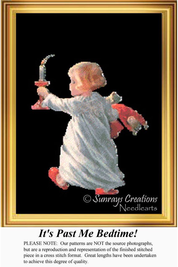 It's Past Me Bedtime, Vintage Counted Cross Stitch Pattern (Pattern Only, You Provide the Floss and Fabric)