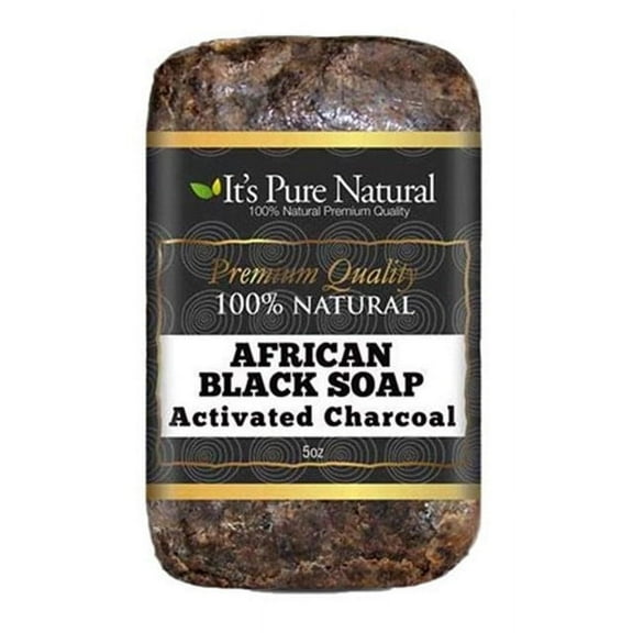 Its Pure Natural African Black Soap Bars with Activated Charcoal, 5 oz