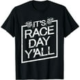 thumbnail image 1 of It's Race Day Y'all Dirt Track Racing Checkered Flag T-Shirt, 1 of 4