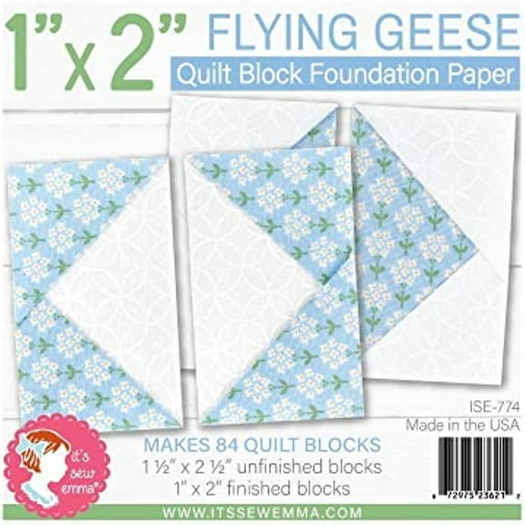 1in x 2in Flying Geese Quilt Block Foundation Paper