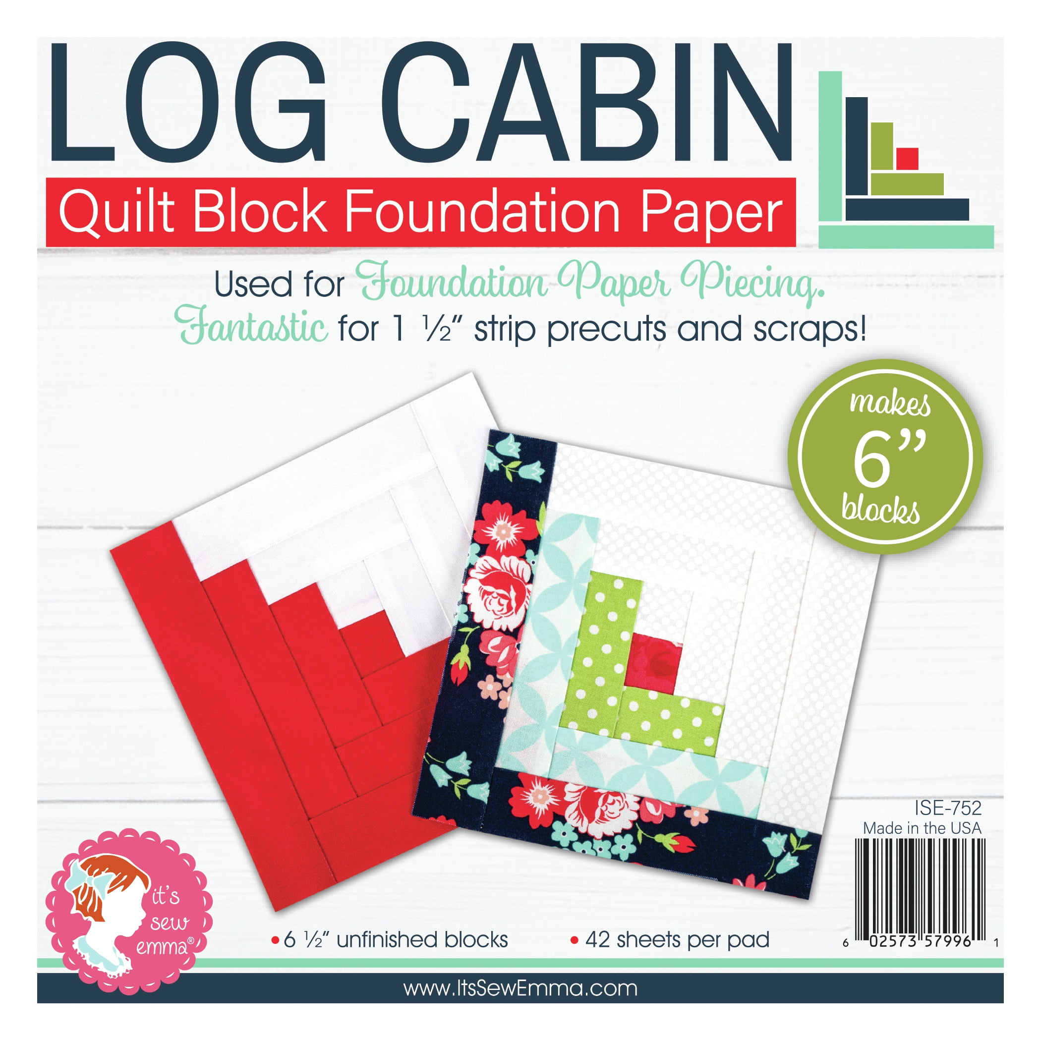 It s Sew Emma Quilt Block Foundation Paper 6 inch Log Cabin