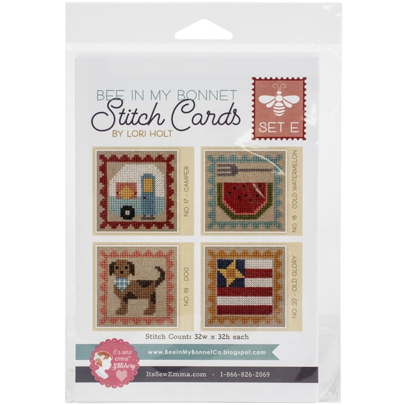 It's Sew Emma Stitch Cards 4/Pkg-Bee In My Bonnet Set E
