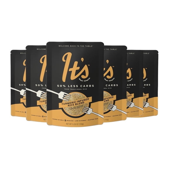 Its That Simple Turmeric-Infused Rice Blend from It's Skinny, 50% Less Carbs, Certified Gluten-Free, Non-GMO & Vegan, Cooks in 5 Minutes  5.29 oz (Pack of 6)