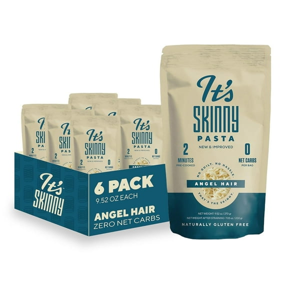It’s Skinny  Angel Hair Pasta – Low Carb, Gluten Free Keto Pasta, Vegan Konjac Noodles, Non-GMO & Only 4.5 Calories Per Serving (6 Packs)