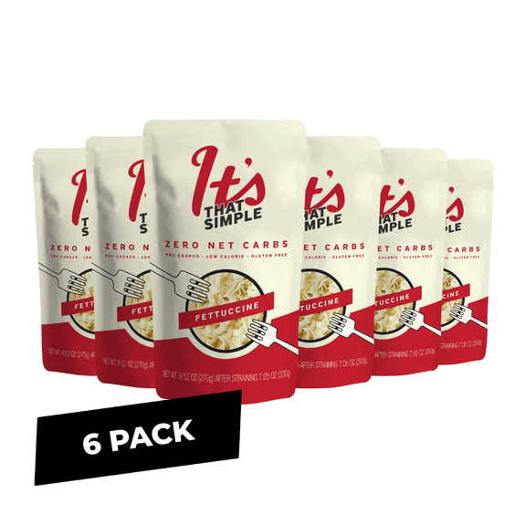 It's That Simple Fettuccine Pasta – Low Carb, Gluten Free Keto, Vegan Konjac Noodles, Non-GMO & Only 4.5 Calories Per Serving (6 Packs)