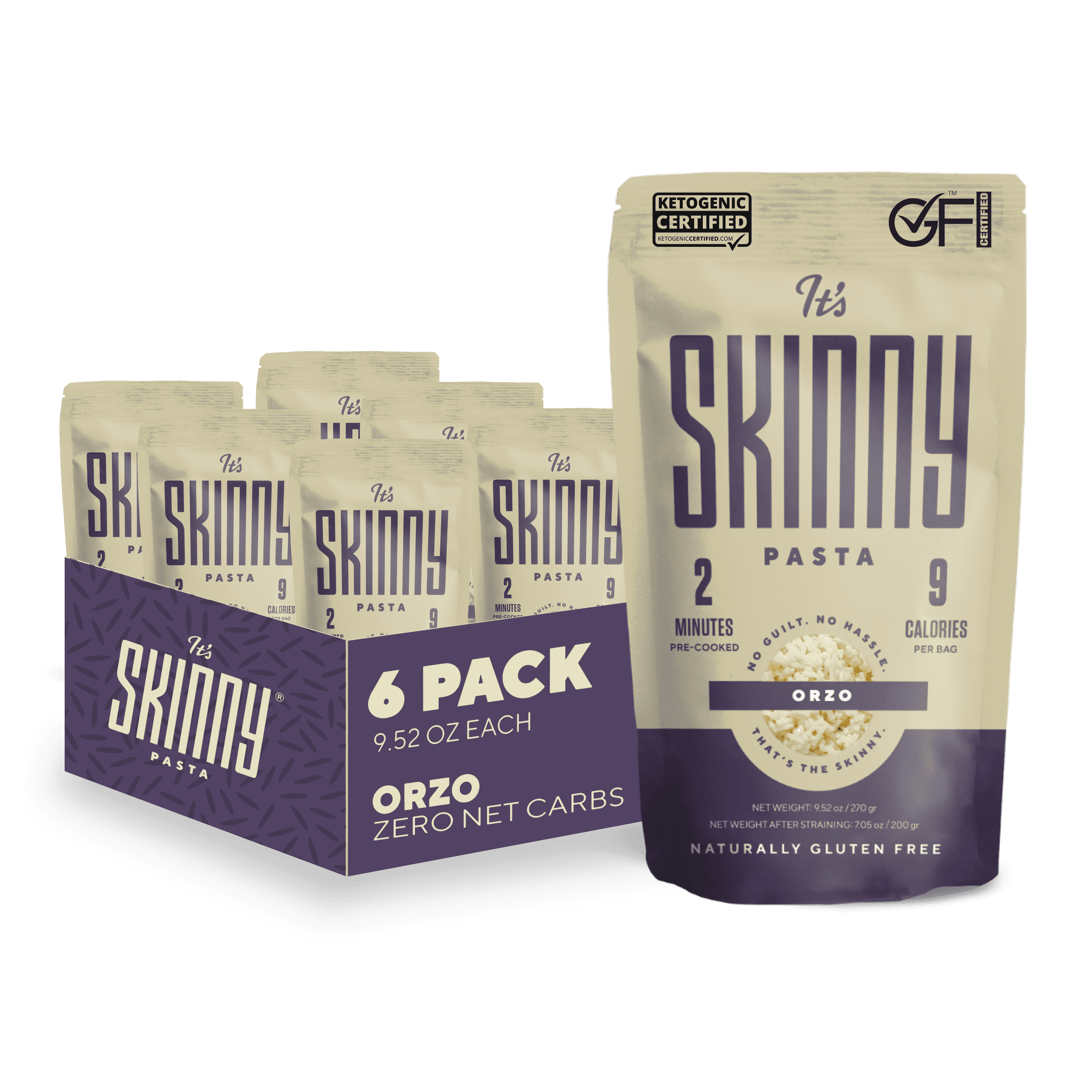 Its Skinny Orzo Pasta  Low Carb, Gluten Free Rice, Vegan Shirataki Rice, Non-GMO & Only 4.5 Calories Per Serving (6 Packs)