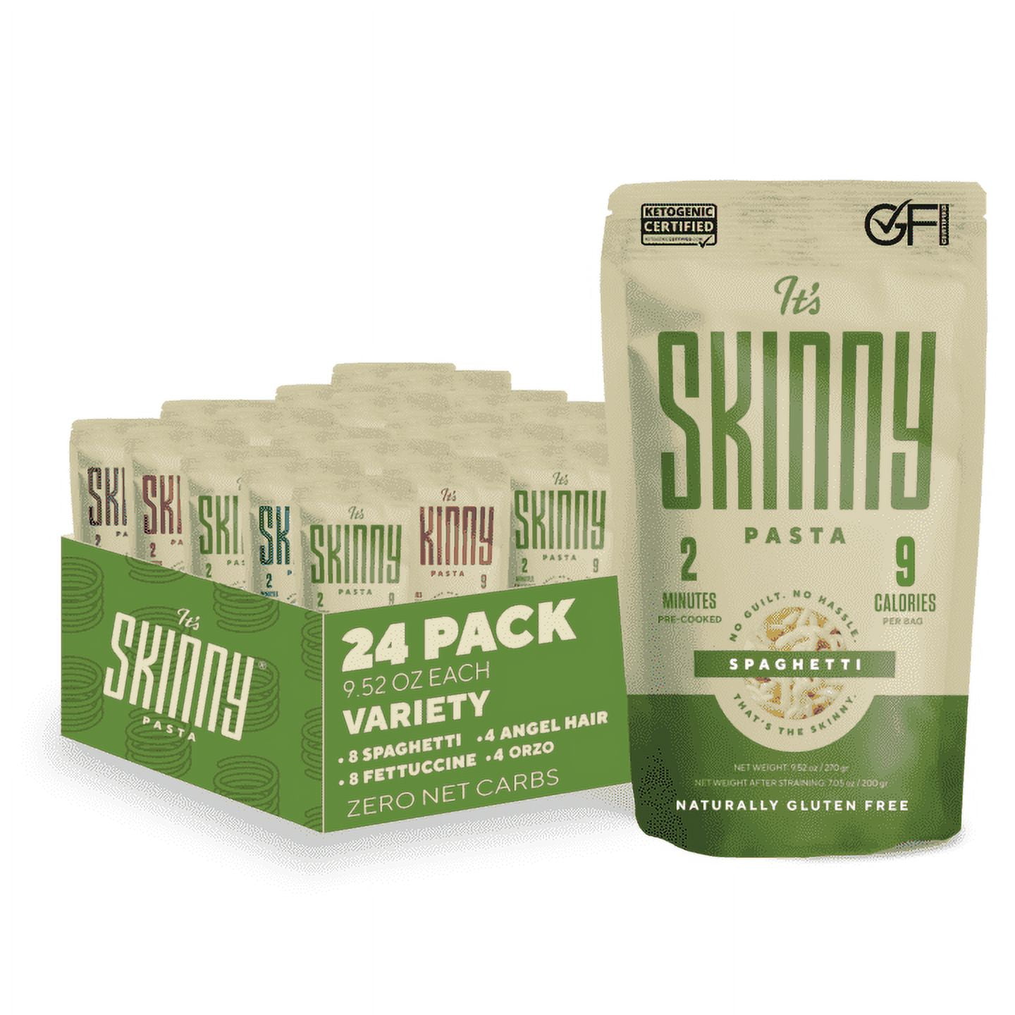 Its Skinny Pasta Variety Pack  Pre-Cooked Konjac Noodles Gluten Free Shirataki Noodle Low Carb Pasta, Vegan & Paleo - Friendly (24-Pack)