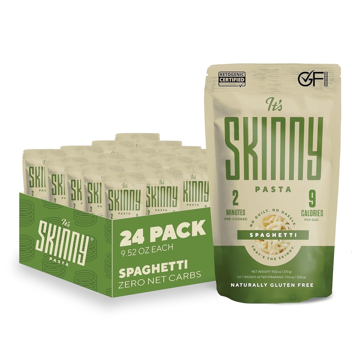 Its Skinny  Spaghetti Pasta  Low Carb Pasta, Gluten Free Keto, Vegan Konjac Noodles, Non-GMO & Only 4.5 Calories Per Serving (24 Packs)