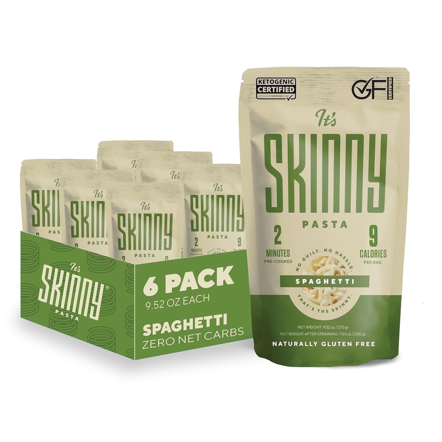 Its Skinny  Spaghetti Pasta  Low Carb, Gluten Free Keto, Vegan Konjac Noodles, Non-GMO & Only 4.5 Calories Per Serving (6 Packs)