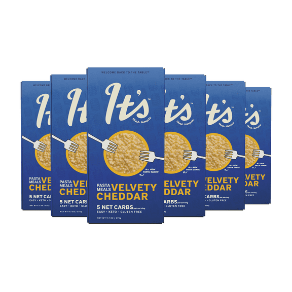 Its Skinny Velvety Cheddar  Low Carb Pasta, Gluten Free, Non-GMO, Keto-Friendly, Only 5 Net Carbs & 2g of Fiber per Serving, with Velvety Cheddar Sauce, Ready in 5 Minutes (6 Packs)