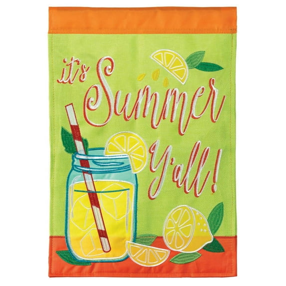 It's Summer Y'all Yellow Lemon 19 x 7 Large Polyester Outdoor Hanging Garden Flag