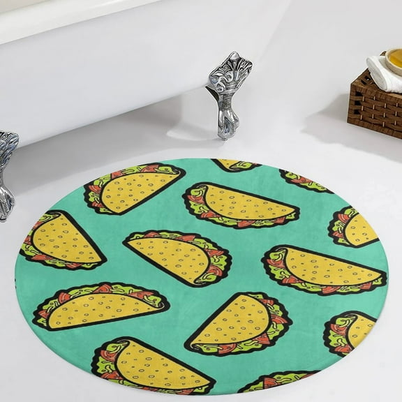 It's Taco Time! Round Carpet Circle Rug Outdoor Patio Area Rug Washable Large Area Rugs Hallway Room Decor Fitness Mats