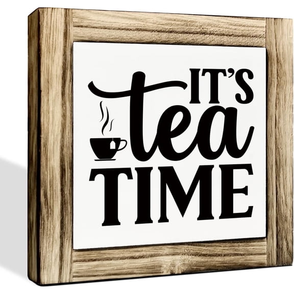 It's Tea Time Wooden Box Sign - Home & Kitchen Decor for Tea Bar or Gift