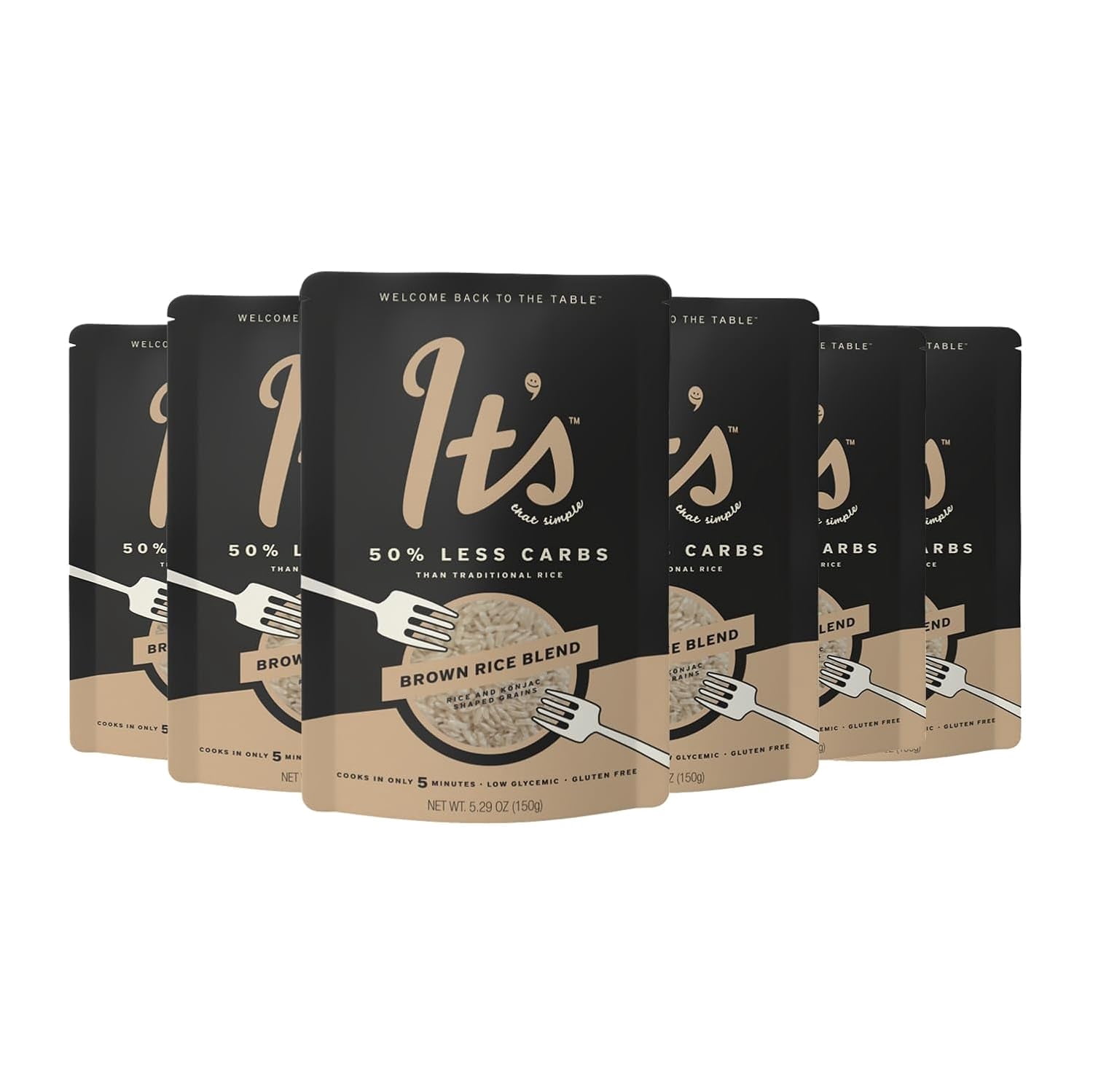 It’s That Simple Brown Rice Blend from It's Skinny, 50% Less Carbs, Certified Gluten-Free, Non-GMO & Vegan, Cooks in 5 Minutes – 5.29 oz (Pack of 6)