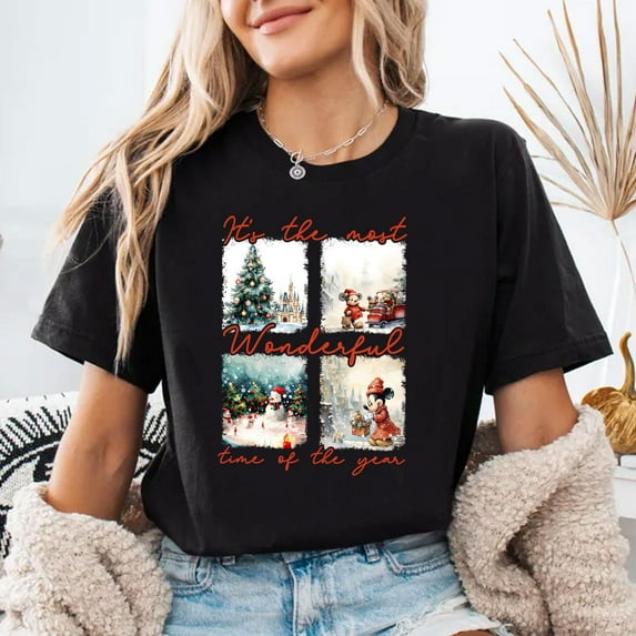 It's The Most Wonderful Time Of The Year Shirt, Disney Merry Christmas 2025 Mickey & Friends Xmas Tee, Vacation Family Gifts,Black Color,Size L
