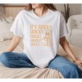thumbnail image 1 of It’s Tricky Cute Ghost Halloween Quote Cartoon Casual Spooky Style Unisex T-Shirt, for men & women, up to size 5XL, 1 of 2